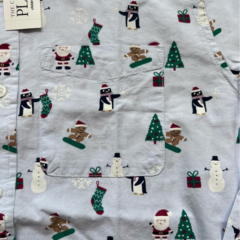 The Childen's Place Boys Long Sleeve Christmas Dress Shirt, Size 16, XXL - Picture 6 of 9